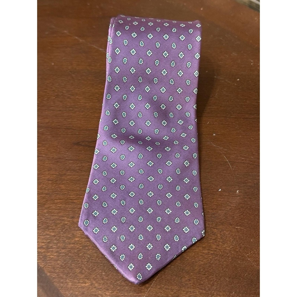Vintage Don Loper Beverly Hills Silk Tie Plum Geometric Medallion Retro 70s 80s